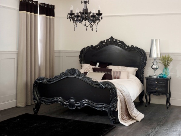 chandelier and bed in baroque style