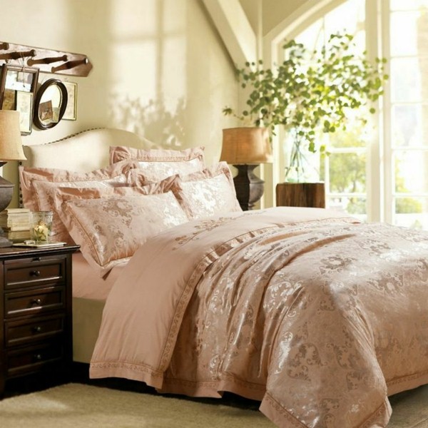 okra bed linen in the bedroom