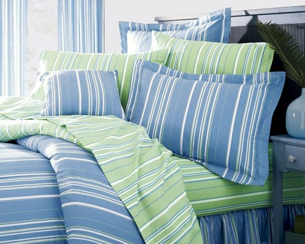 blue and green bedding