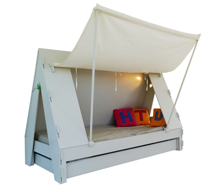 Kids Room, Cute Bed Tent Design For Boys Amazing Furniture Creative Kids Trundle Bed Design With Wooden Styles White Rectangle And White Fabric Triangular Tent Following Two Poles Tent On The Front Side Also Of The White Mattress Is Comfortable As Well As Bunk Beds Kids And Beds Boys