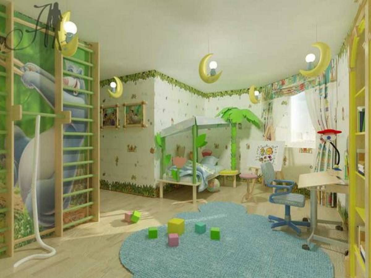 jungle-themed-kids-bedroom-ideas-blue-rug-funny-designs-for-kids-bedrooms-white-curtains-designs-for-kids-bedrooms-kids-room-impressive-designs-for-kids-bedrooms-decorations