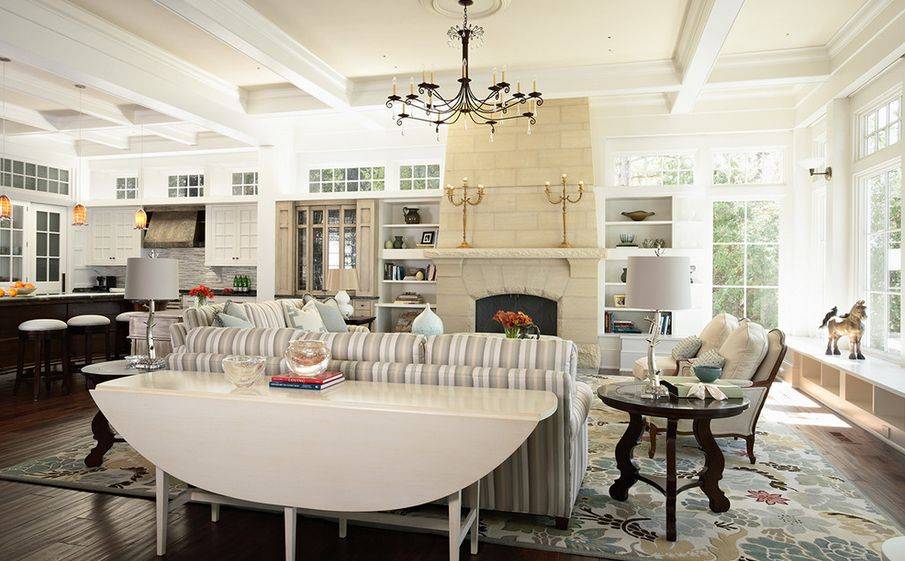 traditional living-dining room with drop-leaf table