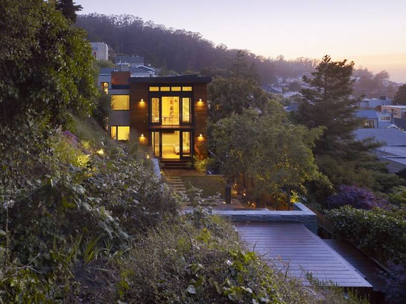 Amazing hillside house architecture with great view