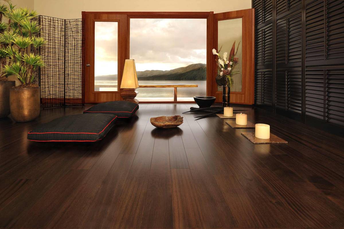 Cool Dark Hardwood And Living room decor in chinese style