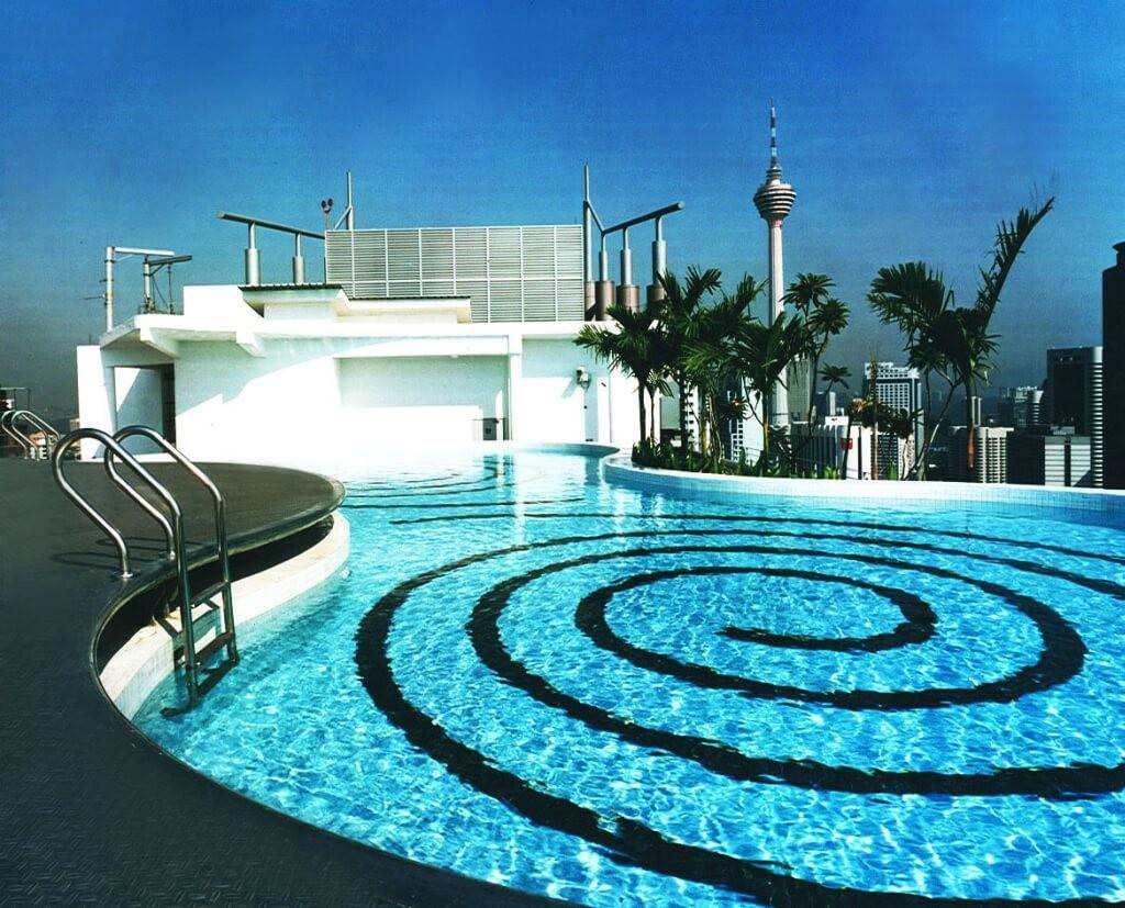 Pool Financing for Modern Omni Swimming Pool with Pool Stairs and Pool Furniture