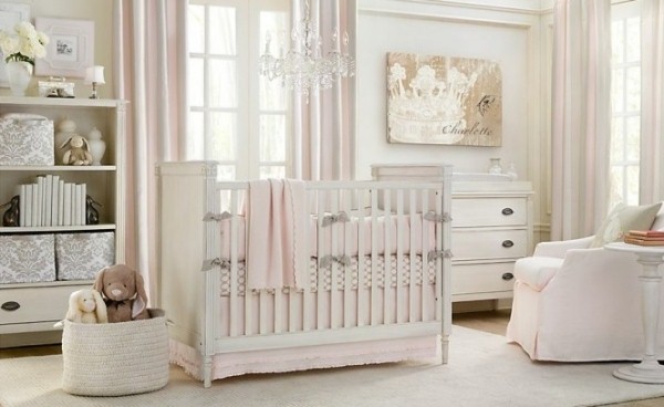 make babyroom white pink wood crib