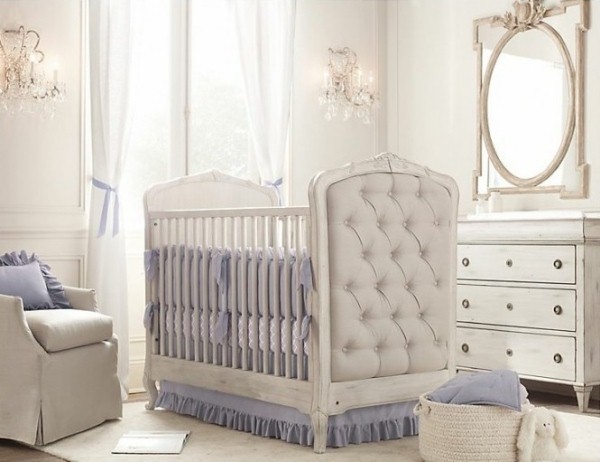quilted design baby room crib white blue