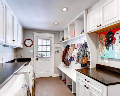 traditional mudroom with laundry room