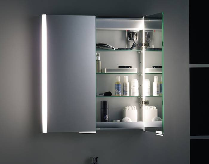 bathroom cabinet with mirror and light and shaver socket
