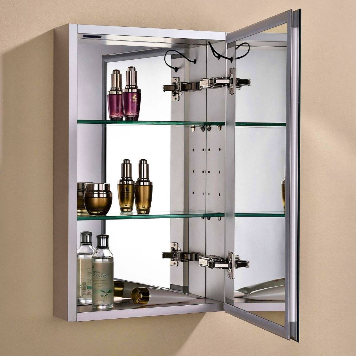 bathroom mirror cabinet with lights and shaver socket