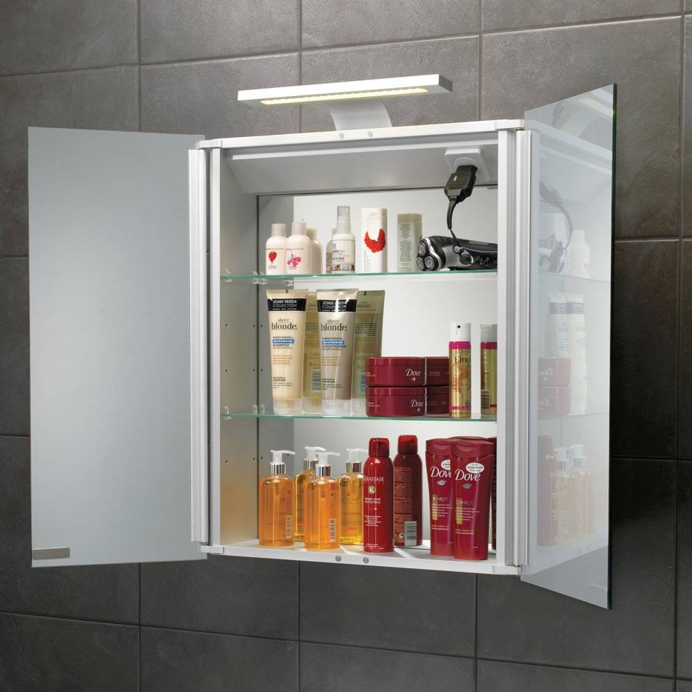 bathroom mirror cabinet with shaver socket