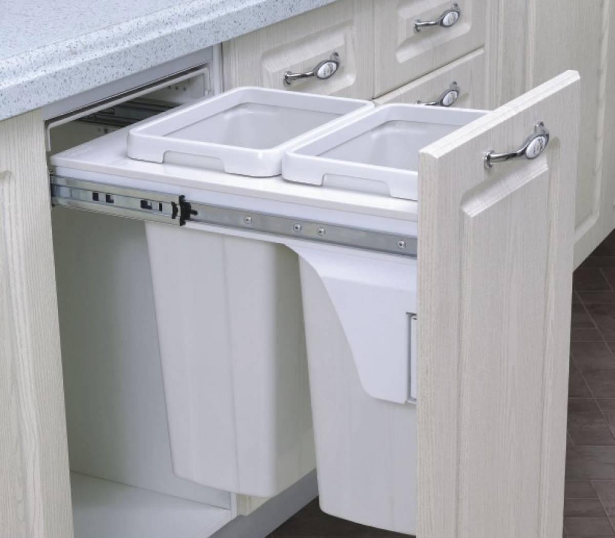 double tilt out trash can cabinet