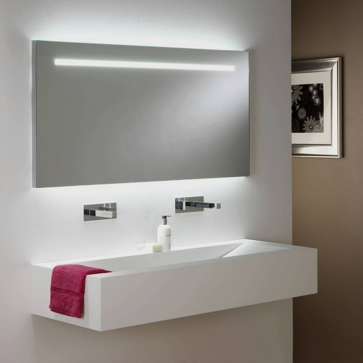 heated bathroom mirror with shaver socket