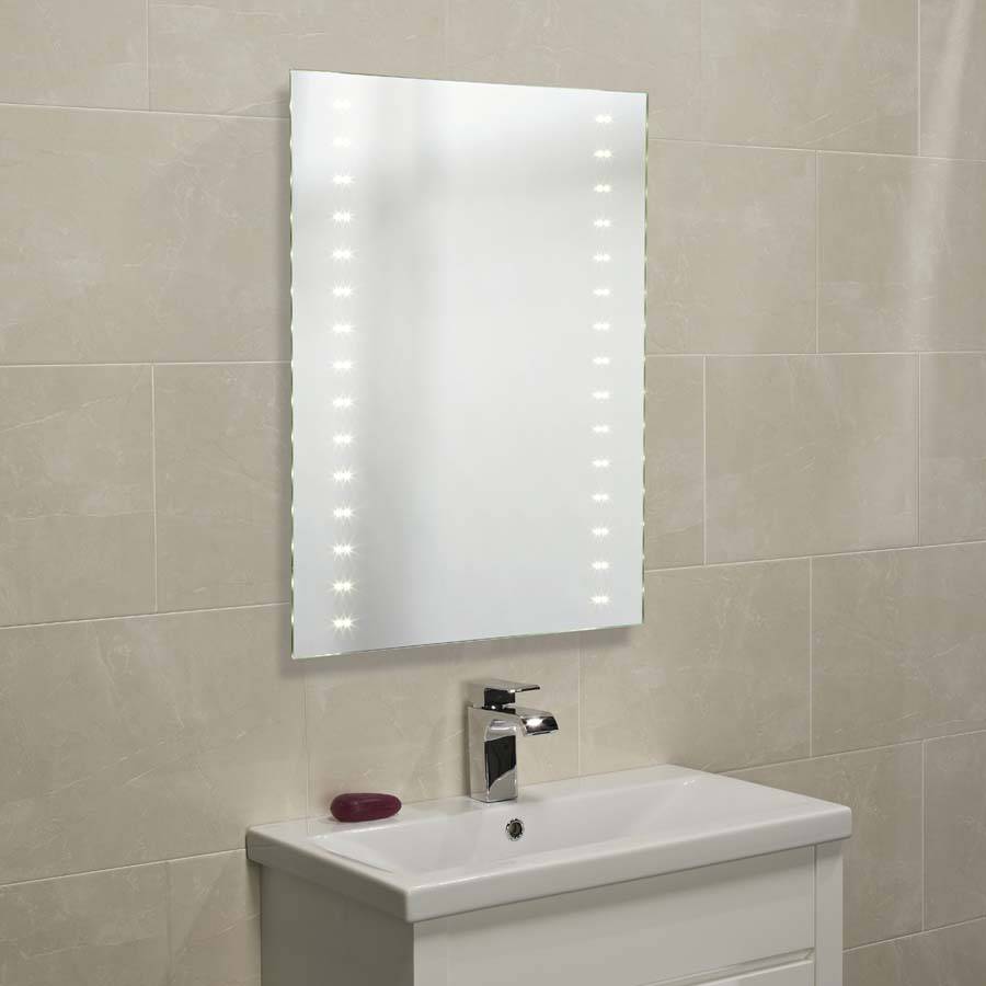 illuminated mirror with shaver socket and demister pad