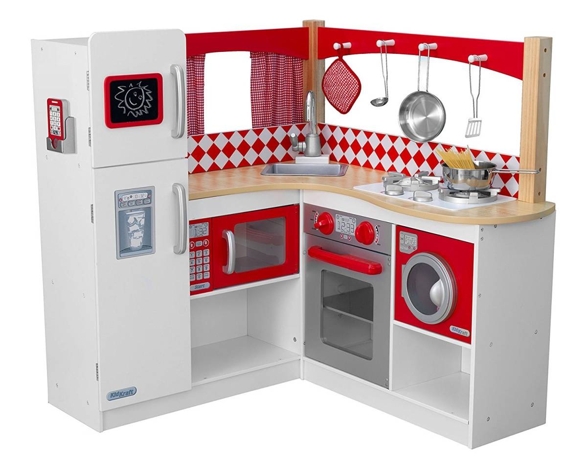 kidkraft grand gourmet corner kitchen red