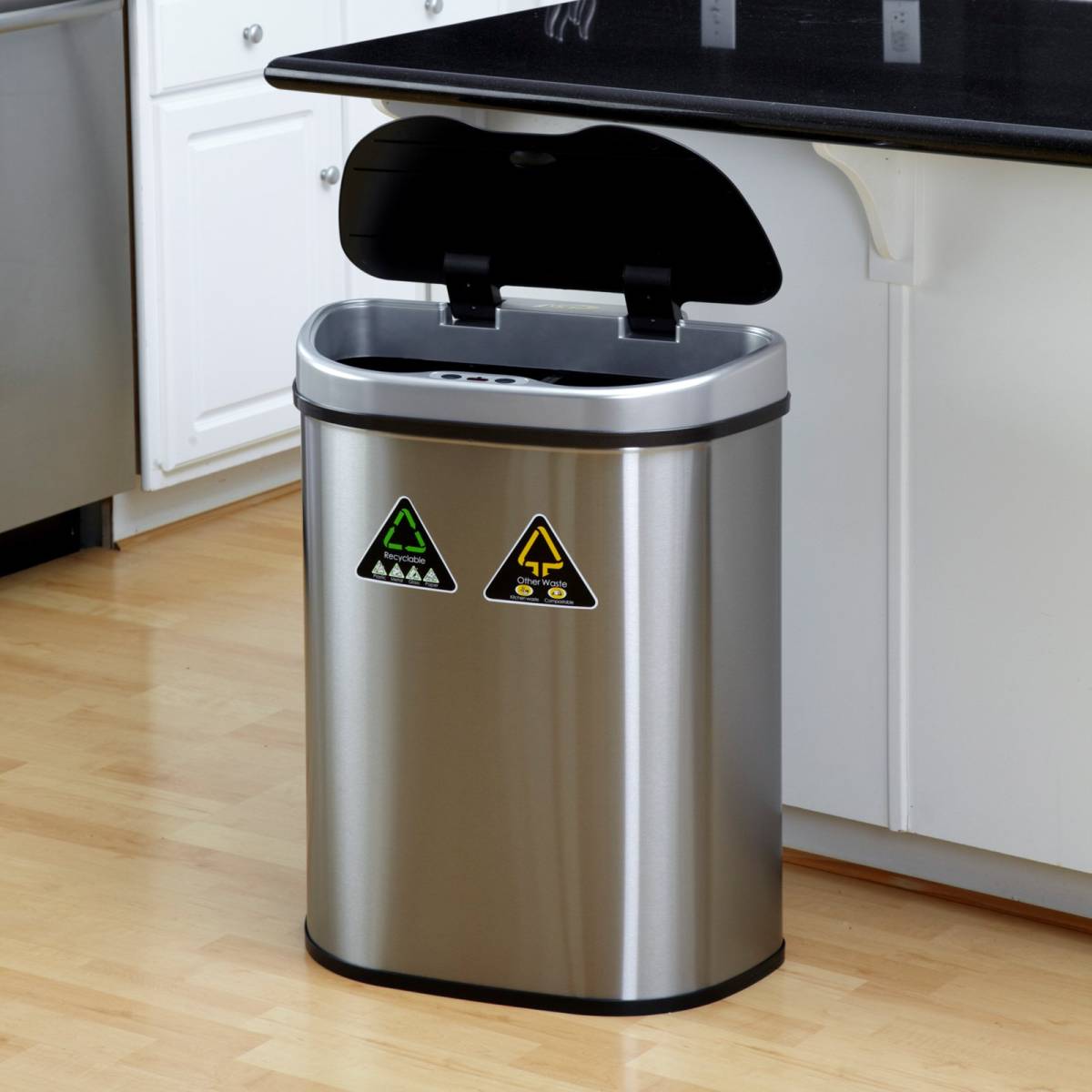 kitchen cart with tilt out trash bin