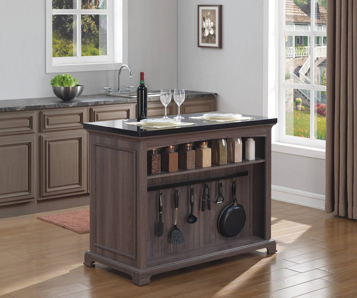 kitchen island with tilt out trash can