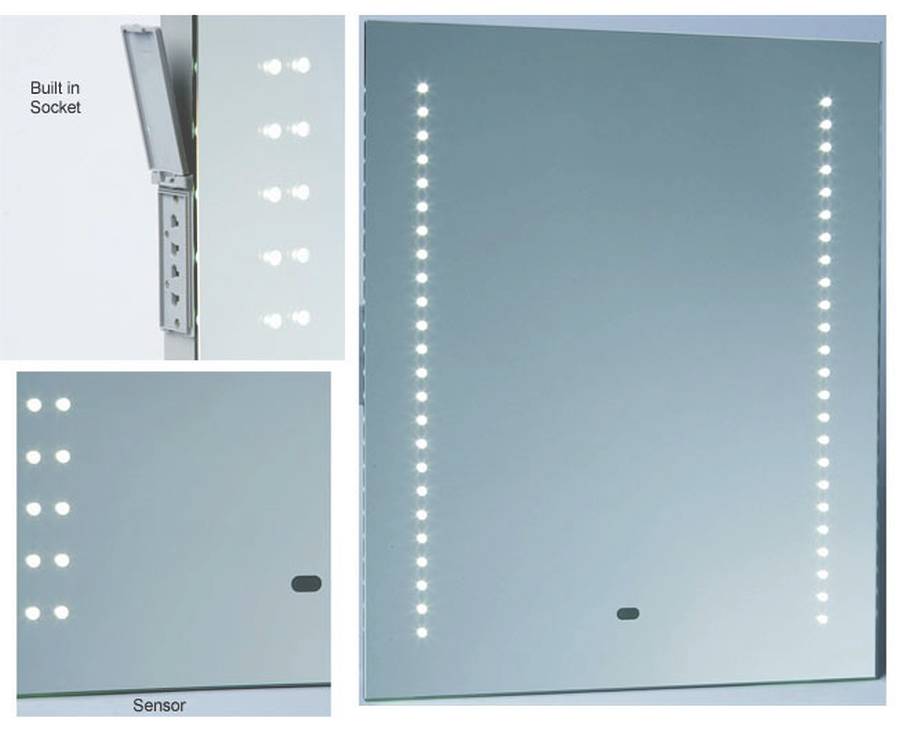 led bathroom mirrors with demister and shaver socket