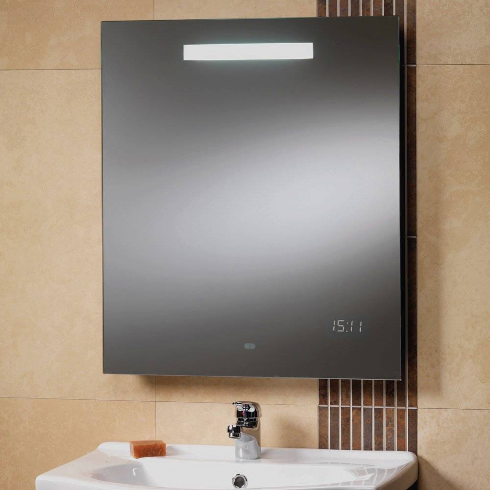 led bathroom mirrors with shaver socket and clock