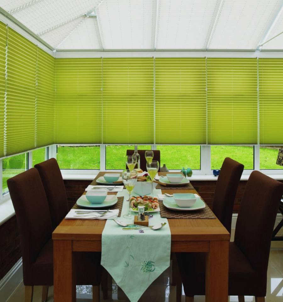 lime green venetian blinds