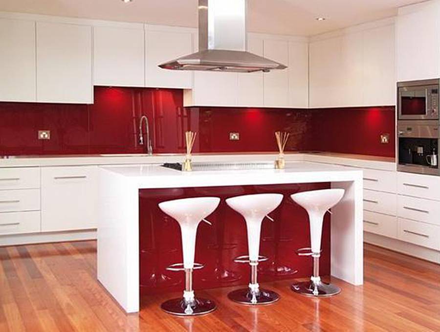 red printed acrylic splashbacks