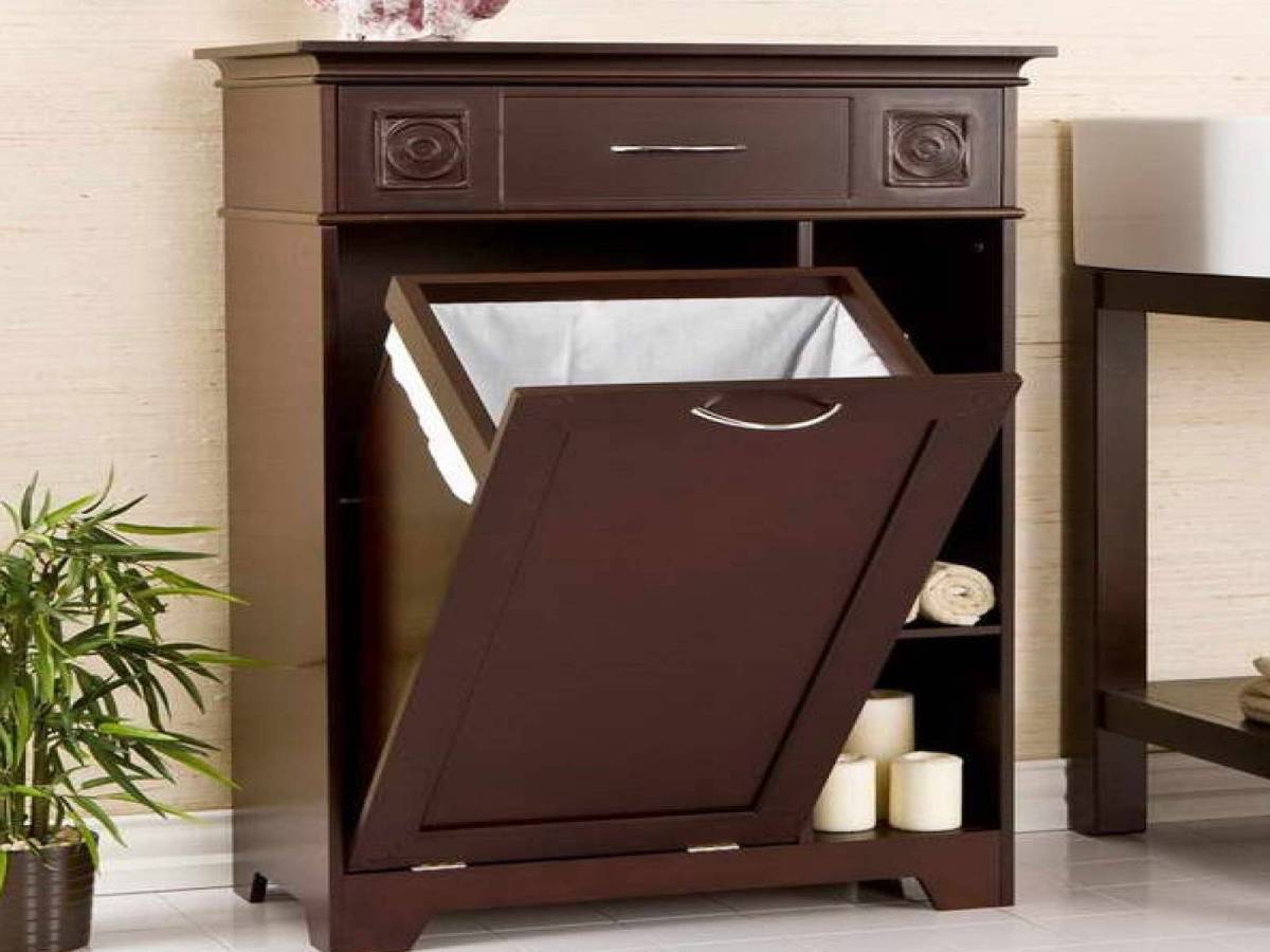 tilt out trash bin cabinet