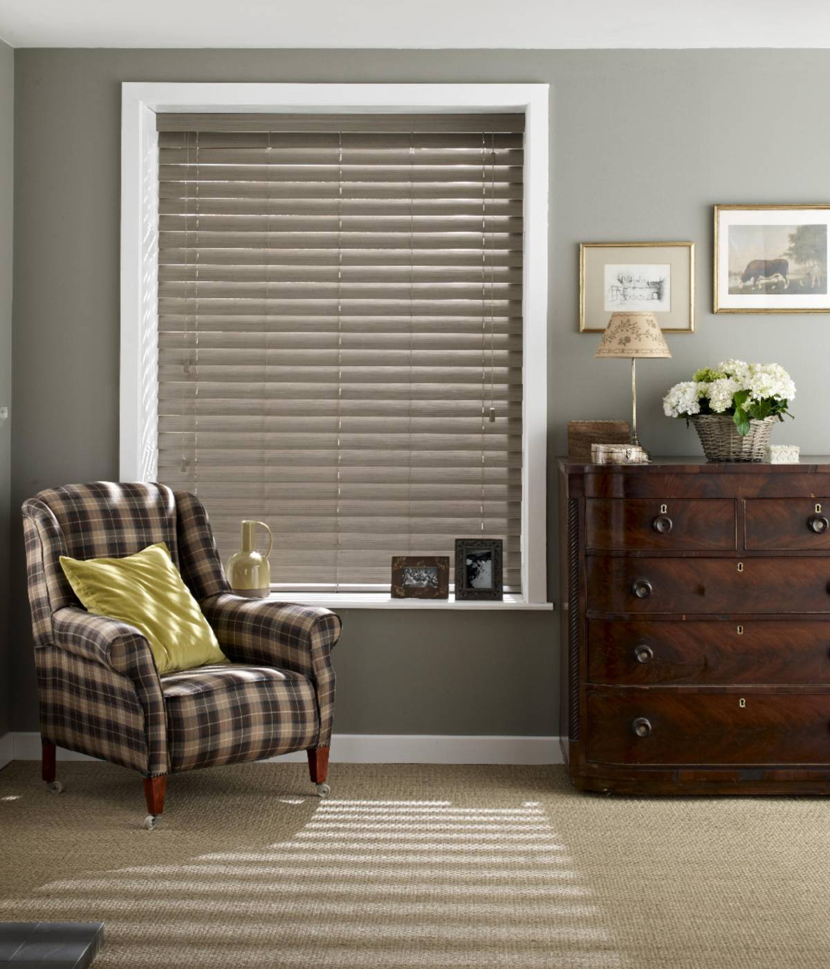 wide wooden venetian blinds