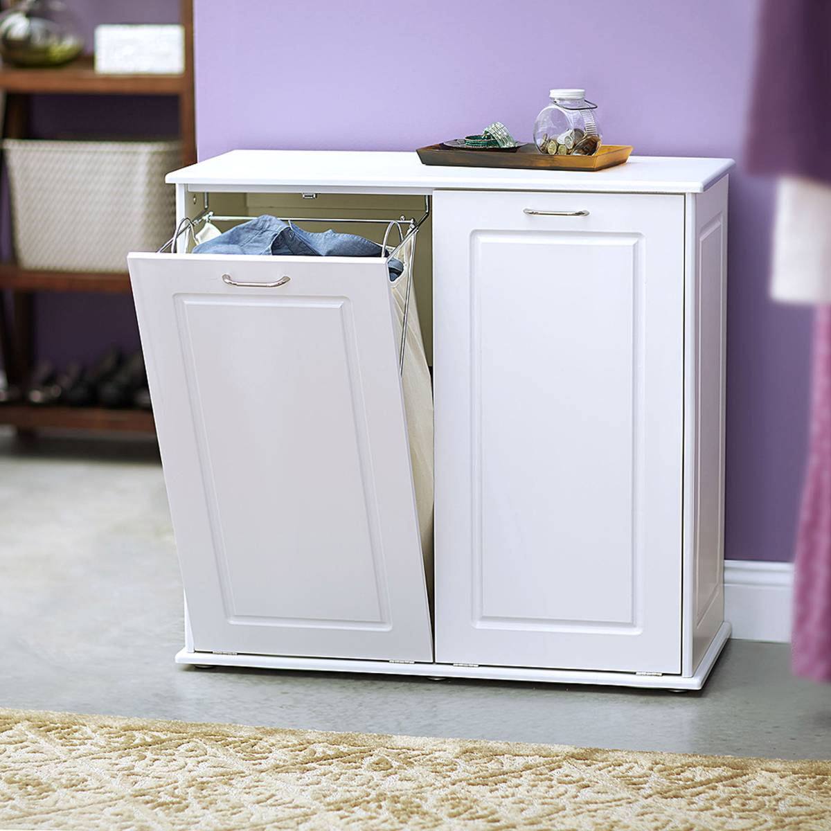 wood double tilt out trash bin