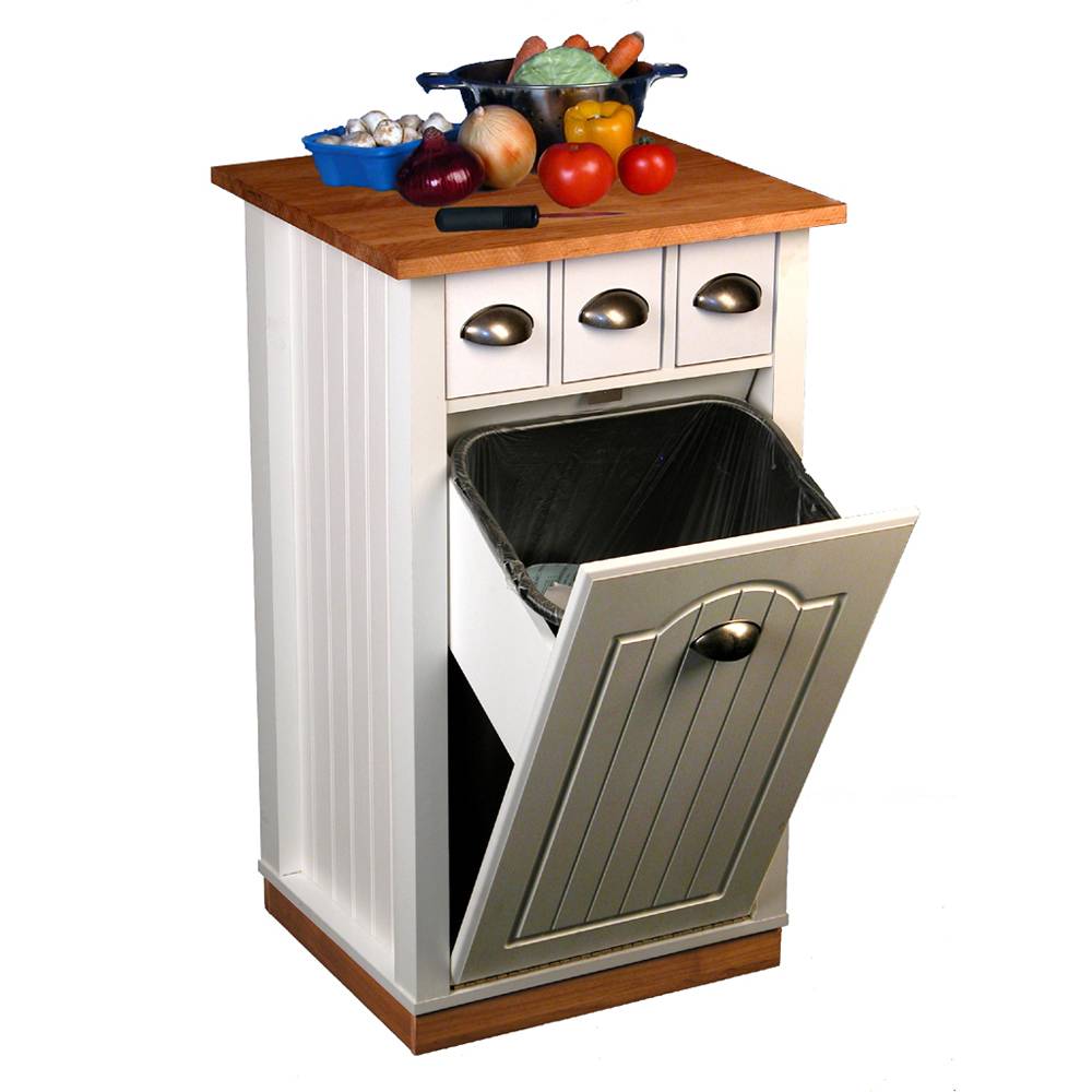 wood tilt out trash bin