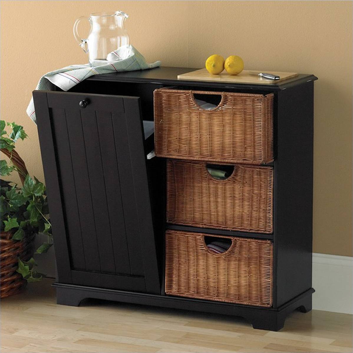 wooden trash bins for kitchen