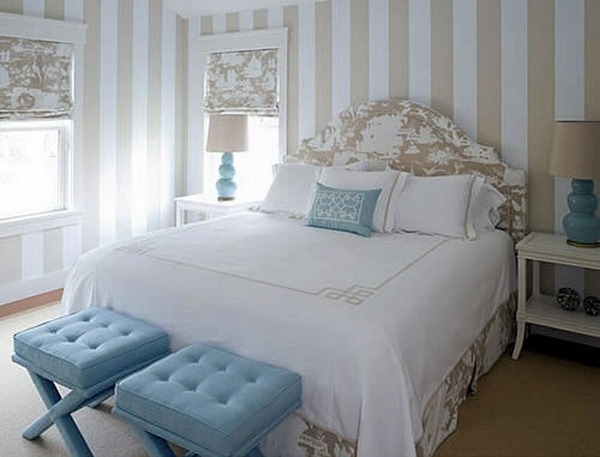 bed design with headboard stripes on big red white