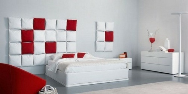 cushion white red wall bedroom interior headboard original