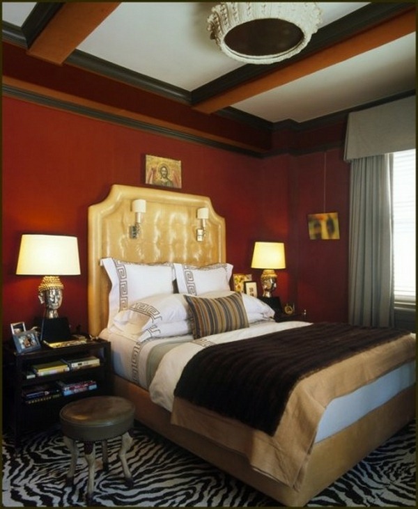 design bedroom leather bed headboard yellow oriental style