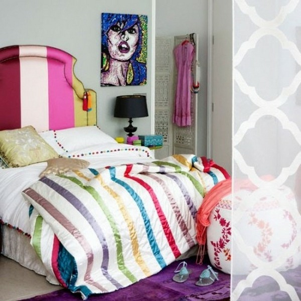 bed design with headboard silk colorful stylish