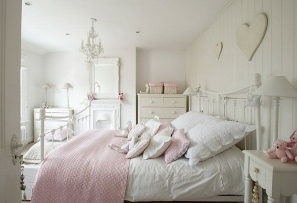 pastel pink soft English bedroom interior ideas