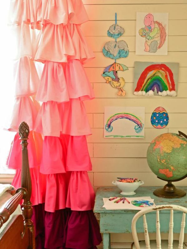 Use heavyweight curtains for kids rooms are overheated with suns rays did