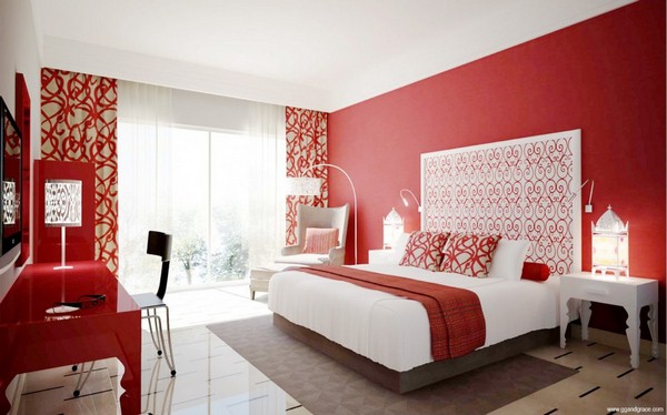 elegant inspiration for fresh red bedroom decor accent wall