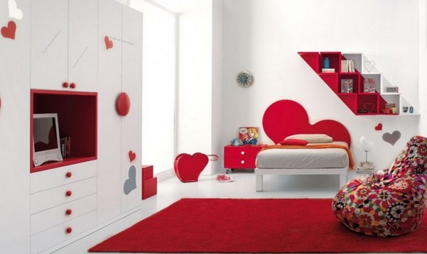 red and white hearts bedroom