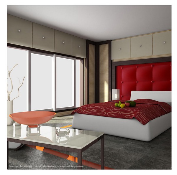 red bedroom design beautiful