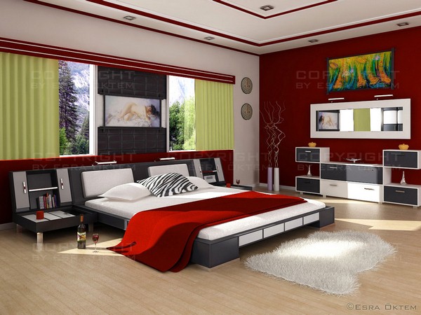 red bedroom design inspiring