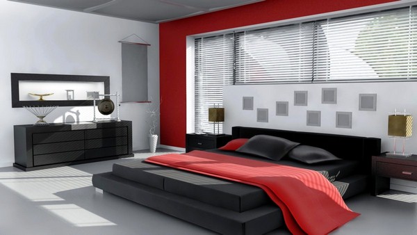 Black White and Red Bedroom Design Ideas