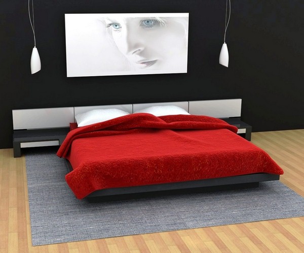 Black White and Red Bedroom Design