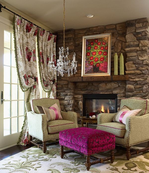 Velvet-fuchsia-coupled-with-light-green-leopard-print-chairs-for-eclectic-interiors