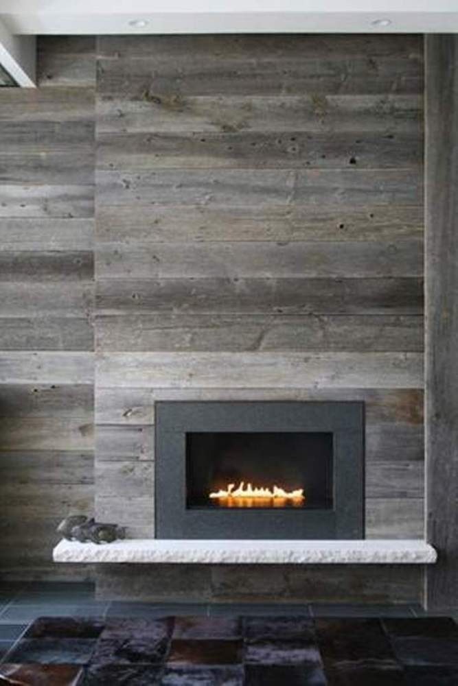 20 - interior design wooden panel with fireplace