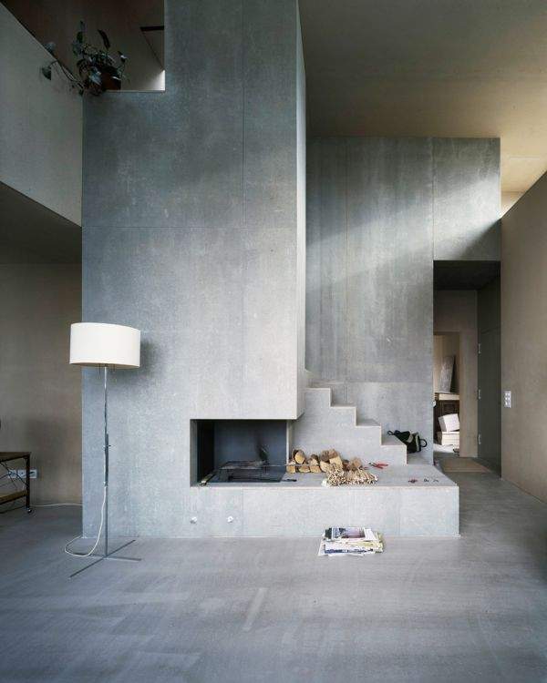 concrete fireplace wall