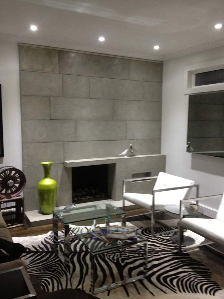  Concrete fireplace and wall panels