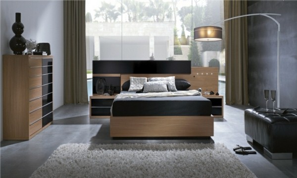 Bedroom furniture completely black cherry gray wall color