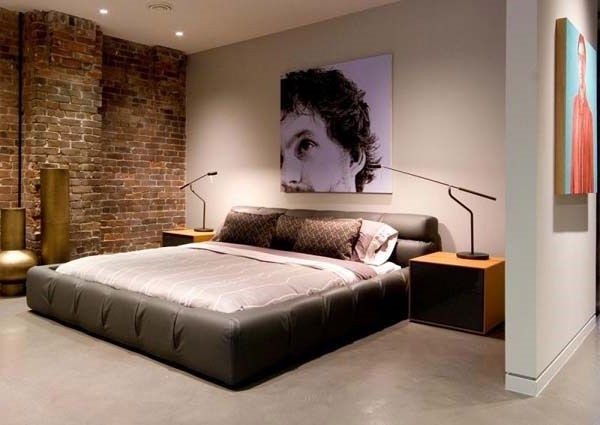 Cool Bedroom for men bedded bedside lamp leather image