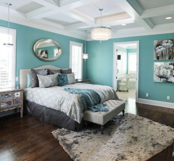 cool bedrooms color palette turquoise wall mirror water blue