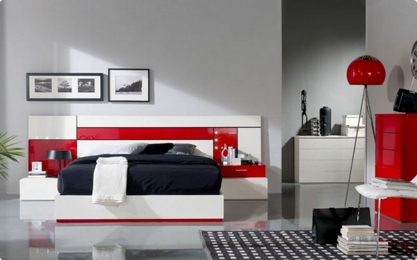 Bedroom furniture idea white red color ideas